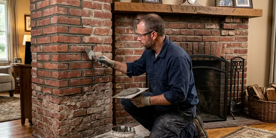 Repointing Brick Fireplace Levittown