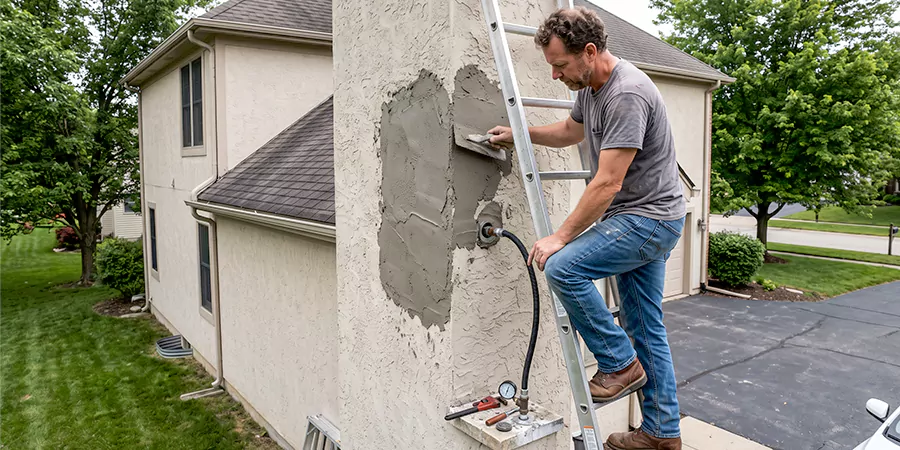 Gas and Stucco Chimney Repair Levittown