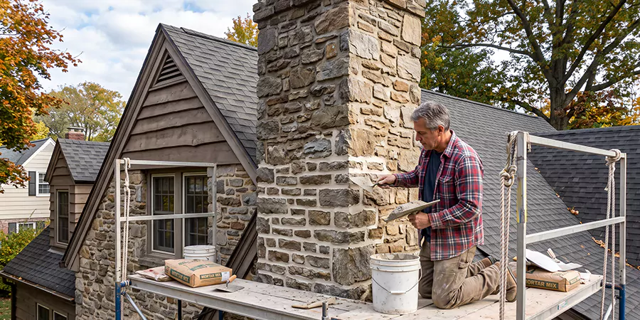 Tuckpointing Stone Chimney Levittown