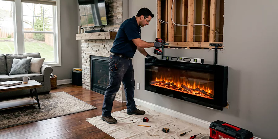 Fake Fireplace and Faux Insert Installation Levittown