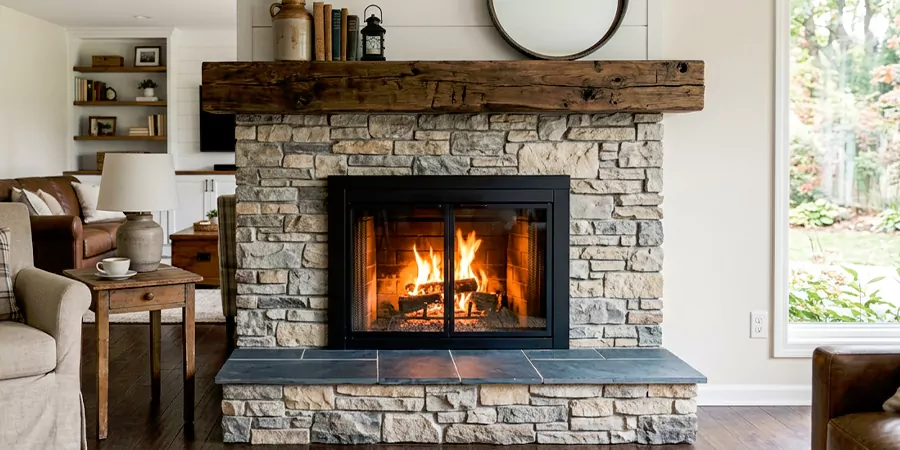 Modern and Farmhouse Fireplace Makeover Levittown