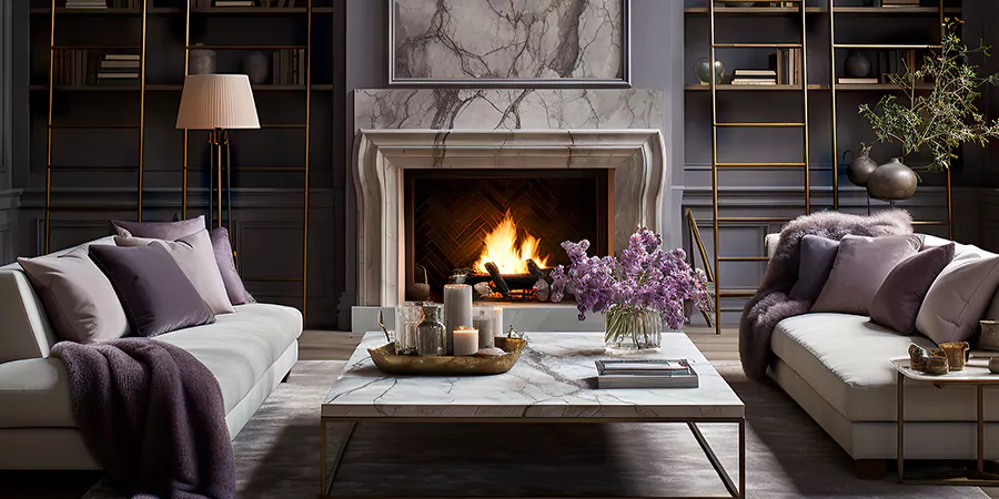 Modern Tile and Stone Fireplace Design Levittown